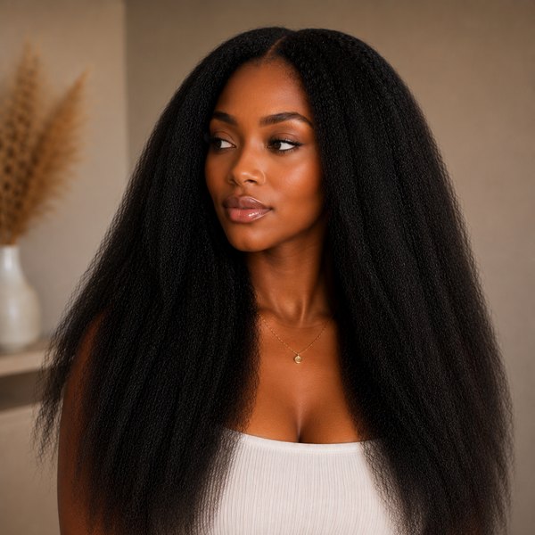 Model wearing Jolorah & Co. raw kinky hair